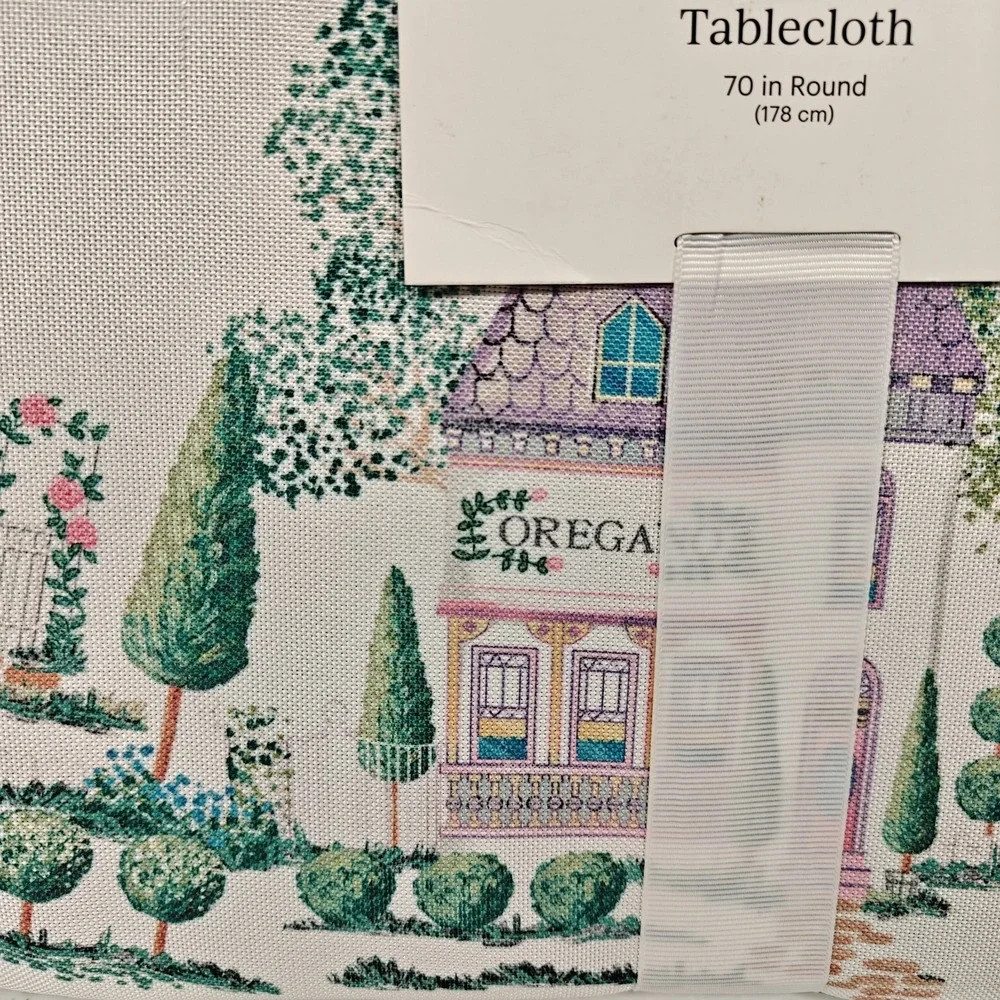 Lenox Spice Village Double Border White Tablecloth 70
